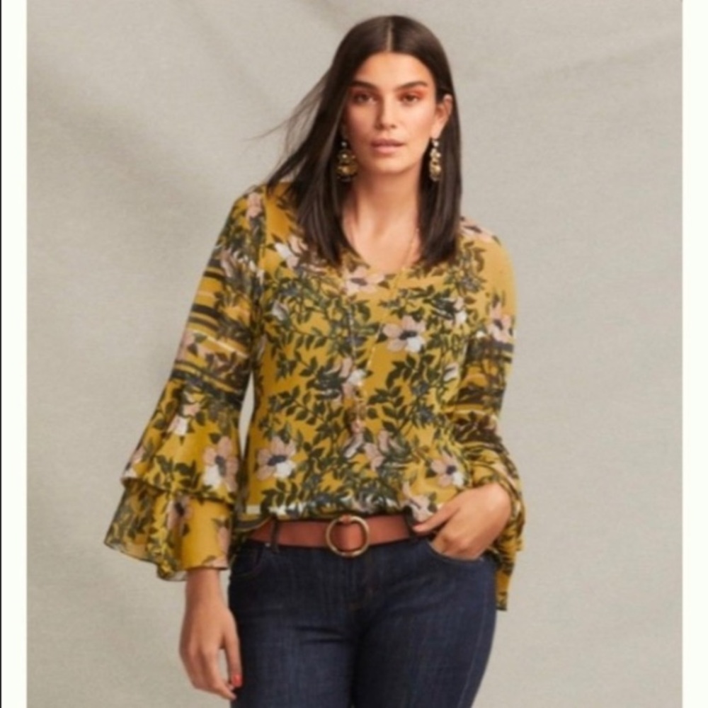 CAbi 5518 Scene Floral Romantic Sheer Blouse